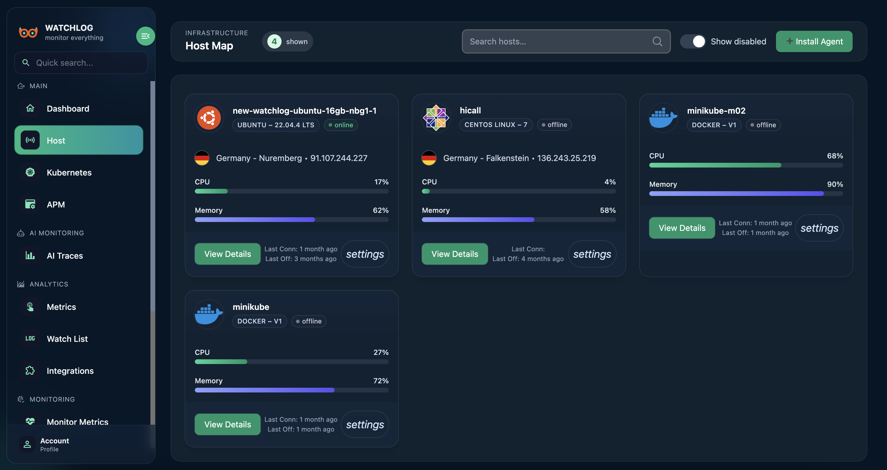 Watchlog dashboard